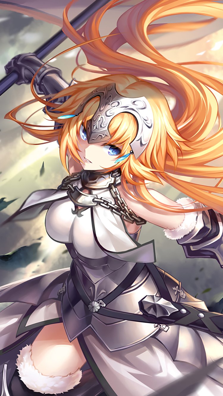 Download Jeanne D'Arc (Fate Series) Saber (Fate Series) Weapon Sword Blue Eyes Armor Long Hair Fate/Stay Night Anime Fate/Grand Order Phone Wallpaper