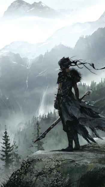 Senua (Hellblade) mountain sword landscape woman warrior video game Hellblade: Senua's Sacrifice Phone Wallpaper