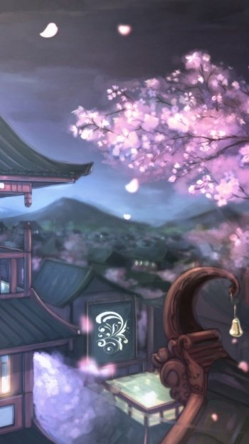 woman warrior sakura long hair black hair Anime Original Phone Wallpaper