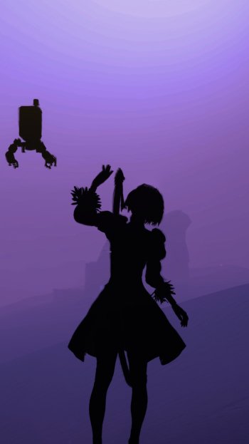 silhouette purple video game NieR: Automata Phone Wallpaper
