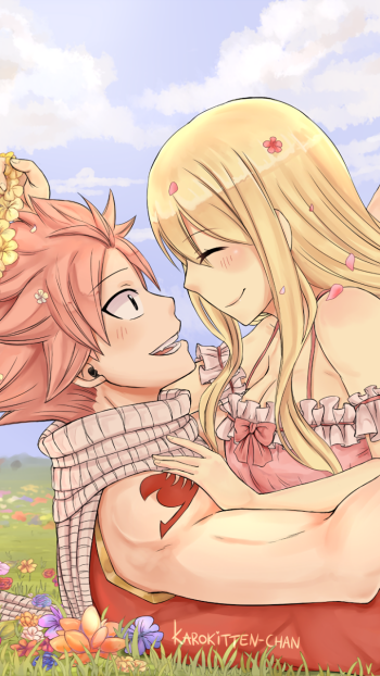 Lucy Heartfilia Natsu Dragneel Anime Fairy Tail Phone Wallpaper