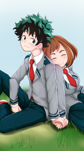 Ochaco Uraraka Izuku Midoriya Anime My Hero Academia Phone Wallpaper