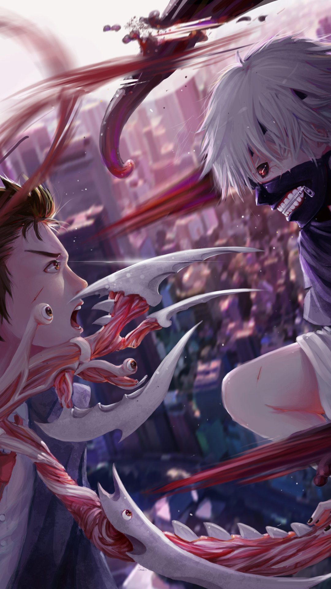 Download Shinichi Izumi Ken Kaneki Anime Crossover Phone Wallpaper