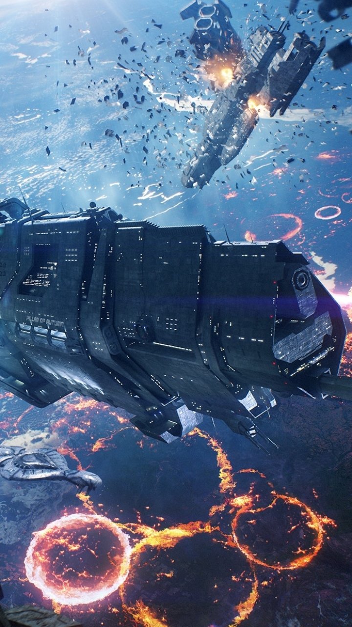 Download Battle Planetscape Spaceship Video Game Halo Phone Wallpaper