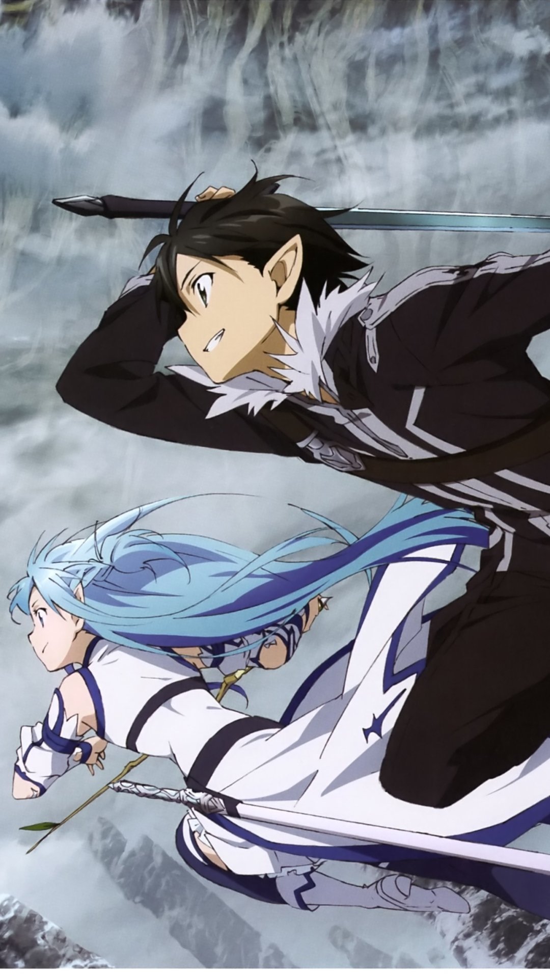 Download Shino Asada Asuna Yuuki Kirito (Sword Art Online) Anime Sword Art Online II Kirito And Asuna Phone Wallpaper