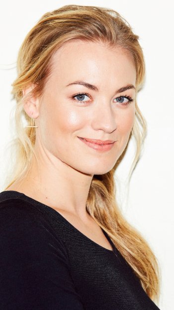 blue eyes blonde smile face Australian actress Celebrity Yvonne Strahovski Phone Wallpaper