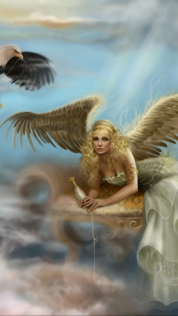 cloud eagle blonde fantasy angel Phone Wallpaper