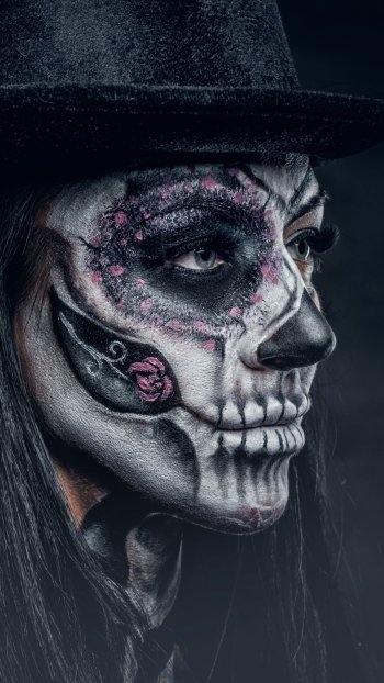 makeup face artistic sugar skull Phone Wallpaper