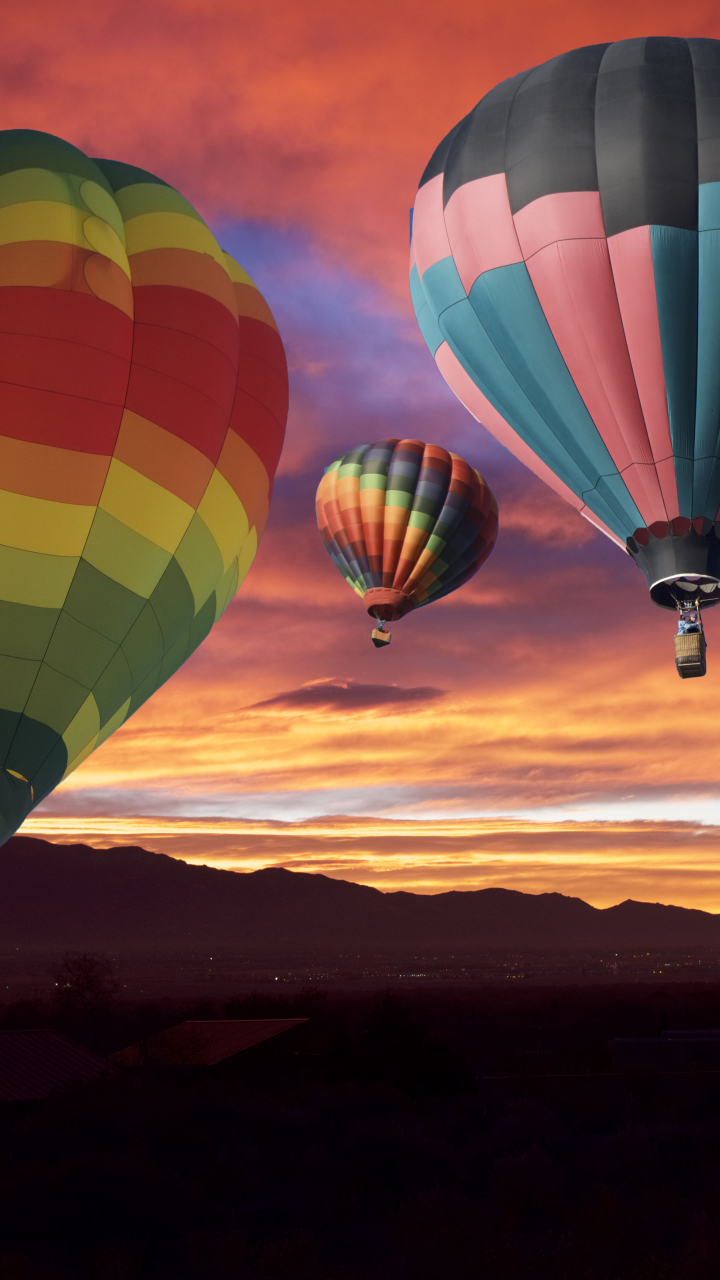 Hot Air Balloons in the Sunset
