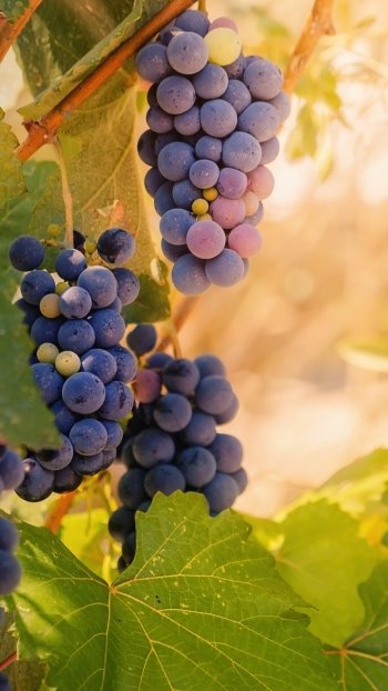 leaf sunny fruit food grapes Phone Wallpaper