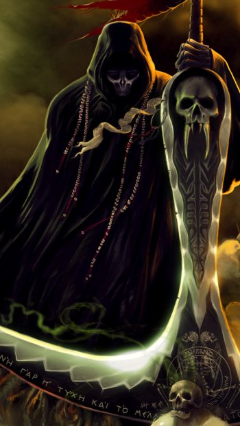 scythe weapon skull dark grim reaper Phone Wallpaper