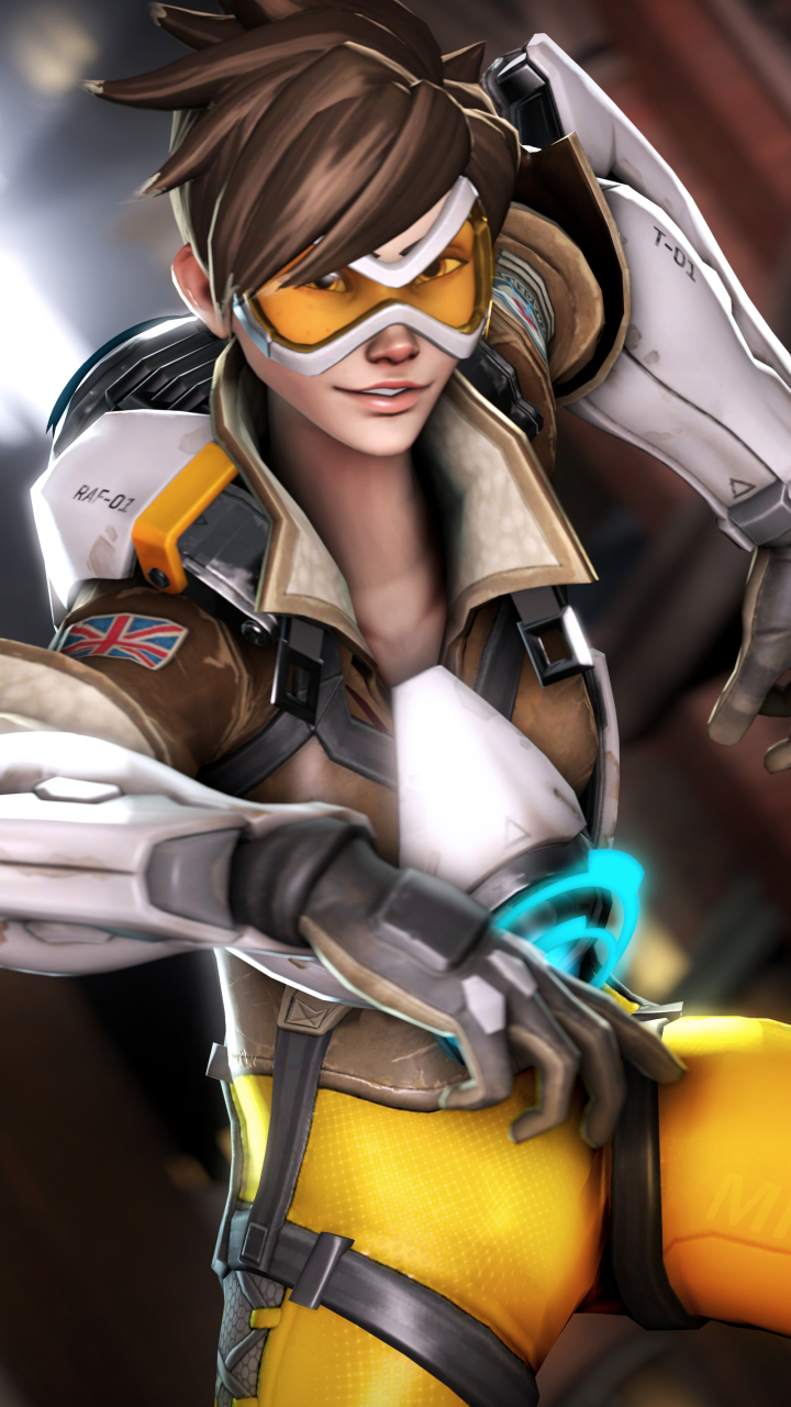 Tracer, overwatch, game, art, 720x1280 wallpaper