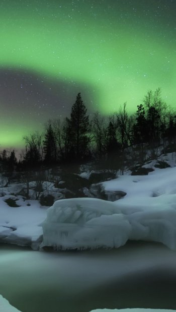 snow nature aurora borealis Phone Wallpaper