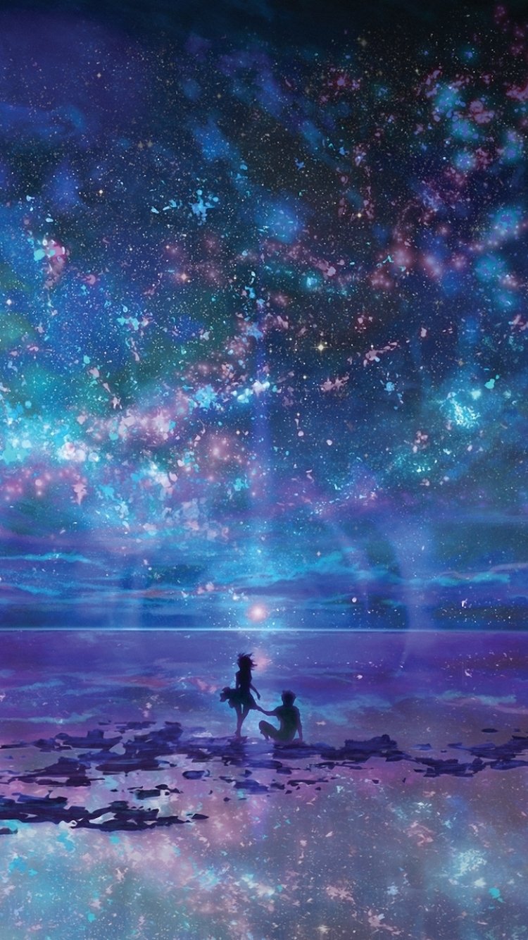 Download Ocean Couple Purple Anime Sky Purple Anime Anime Couple Sky Anime Phone Wallpaper