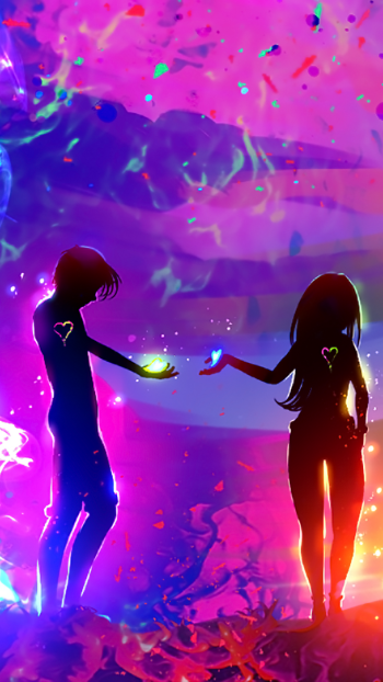 couple light smoke fantasy artistic Phone Wallpaper