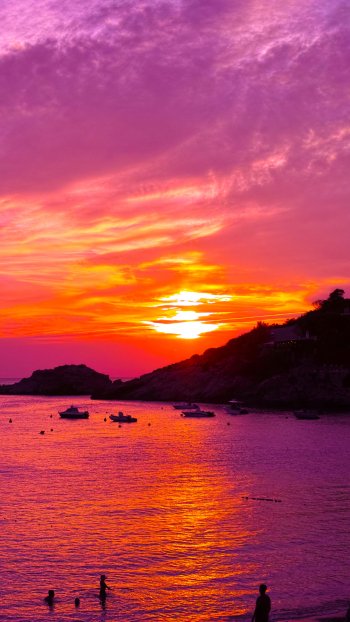  Purple Ocean Sunset in Ibiza, Spain