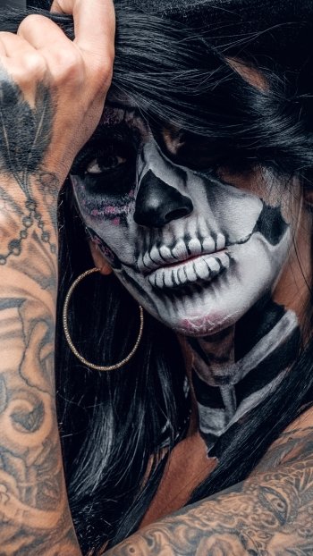 earrings sugar skull woman tattoo Phone Wallpaper