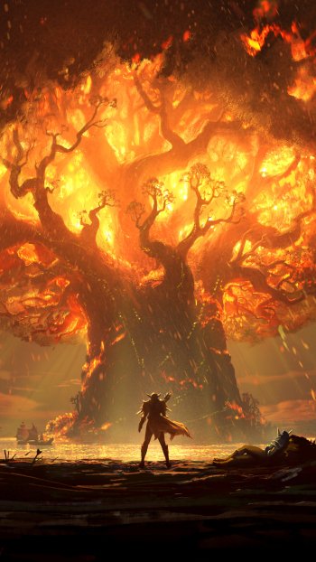 warrior sword tree video game World of Warcraft: Battle for Azeroth Phone Wallpaper