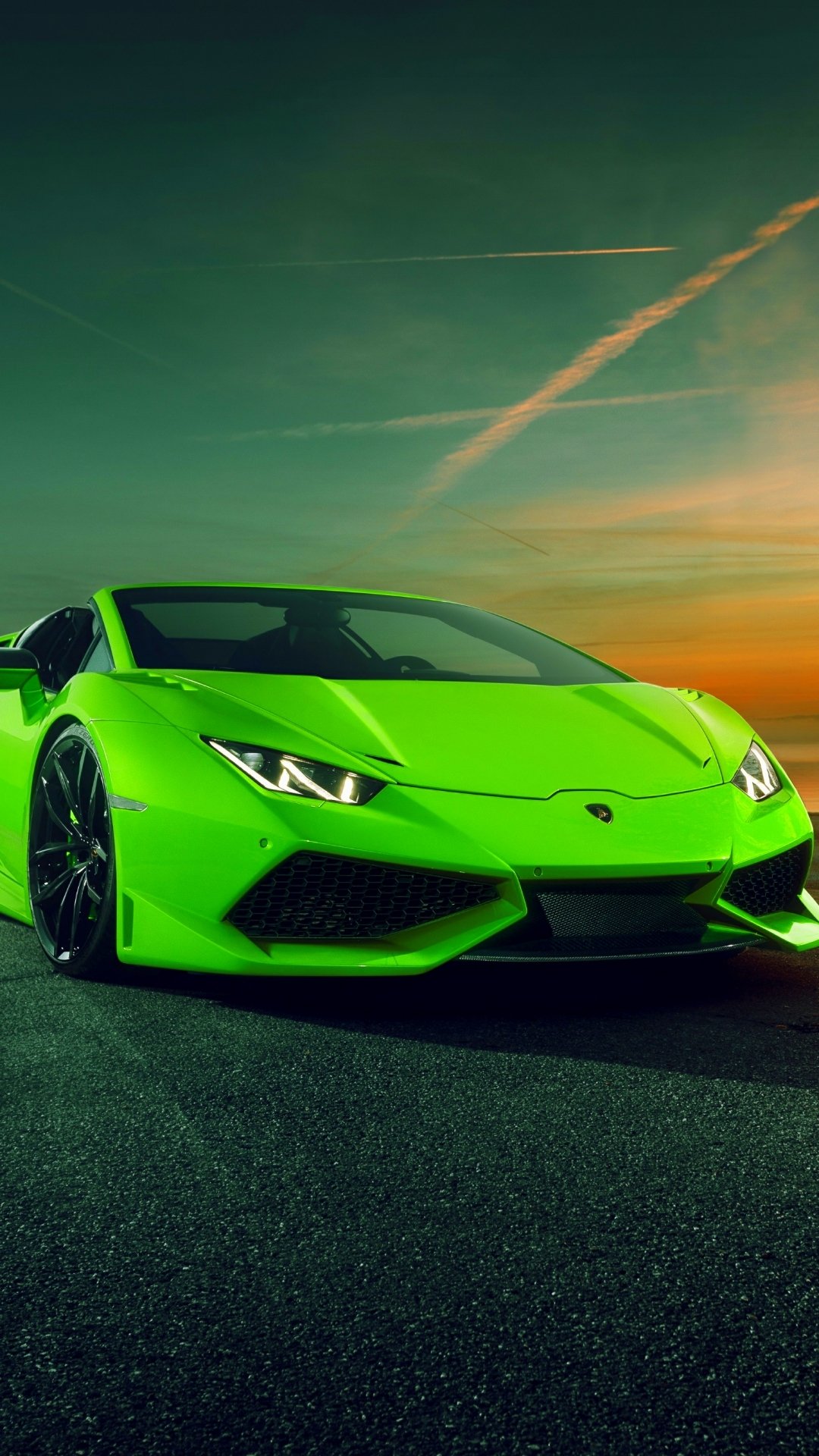 Download Green Car Supercar Vehicle Car Lamborghini Lamborghini Huracan Phone Wallpaper