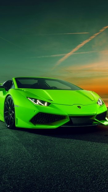 green car supercar vehicle car Lamborghini Lamborghini Huracan Phone Wallpaper