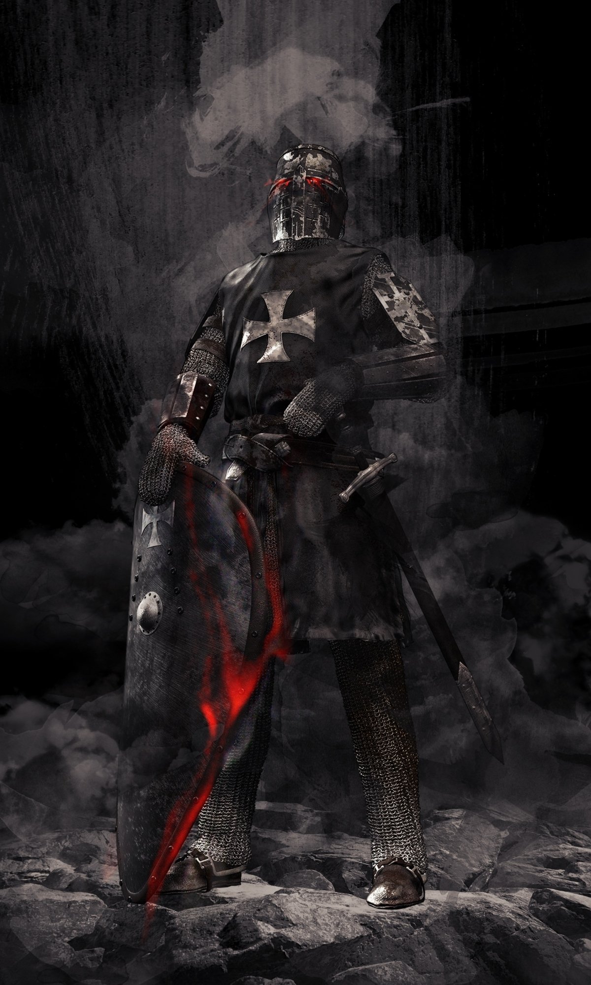 Download Sword Shield Fantasy Knight Phone Wallpaper