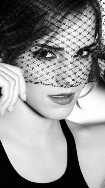 veil Black & White monochrome English actress Celebrity Emma Watson Phone Wallpaper
