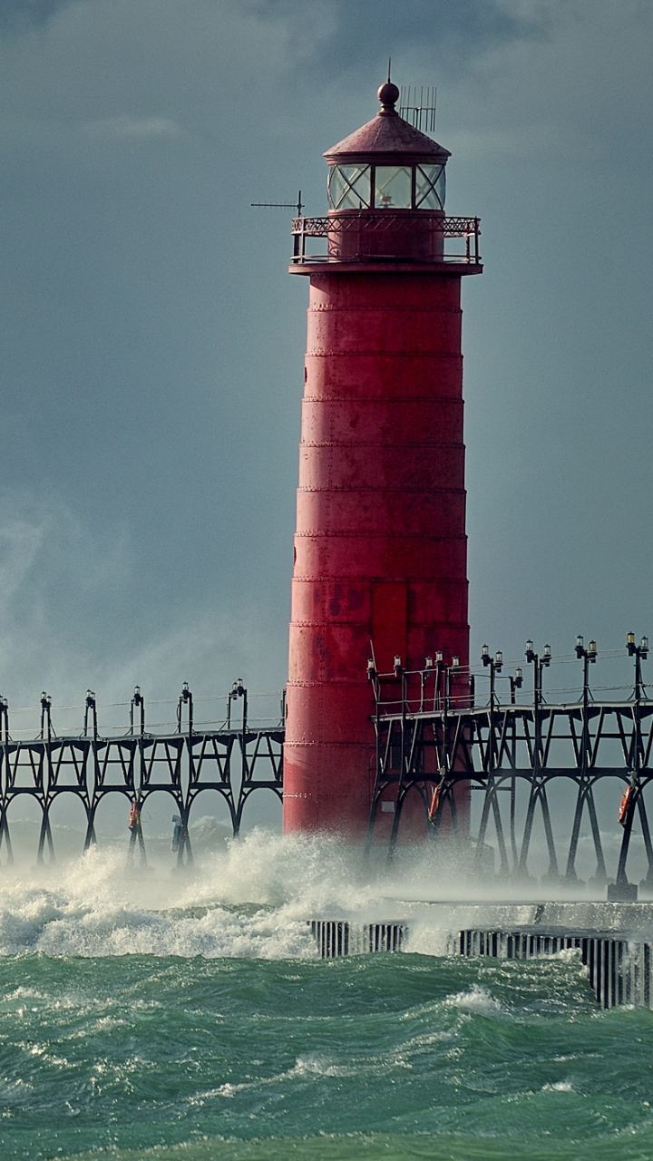 Lighthouse in Stormy Sea