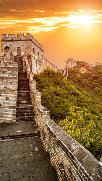 China sky landscape sunset man made Great Wall of China Phone Wallpaper