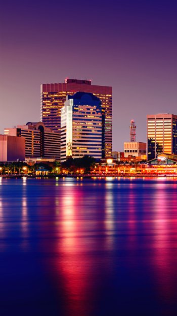 colorful building skyscraper water man made Jacksonville Phone Wallpaper