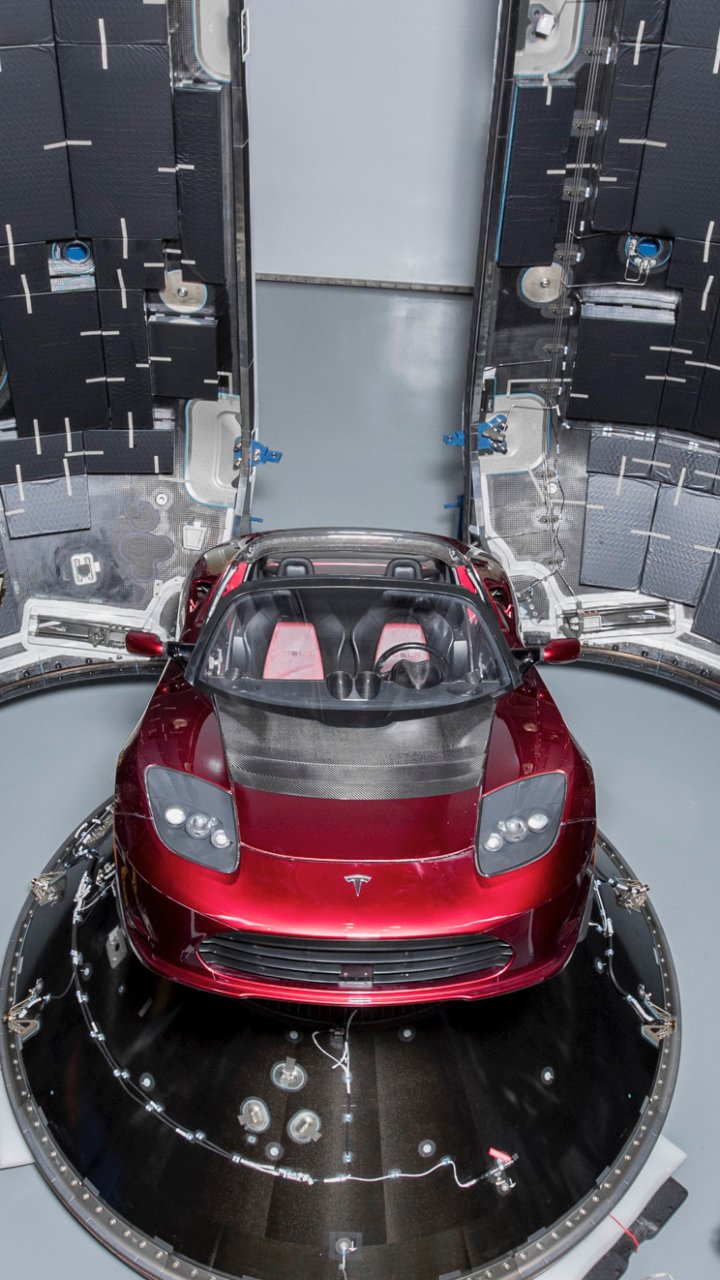 Download SpaceX Falcon Heavy Vehicle Tesla Roadster Phone Wallpaper