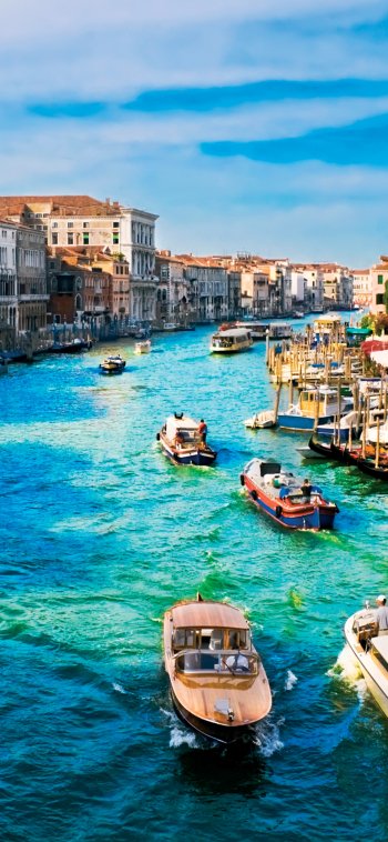 boat canal grand canal city Italy man made Venice Phone Wallpaper