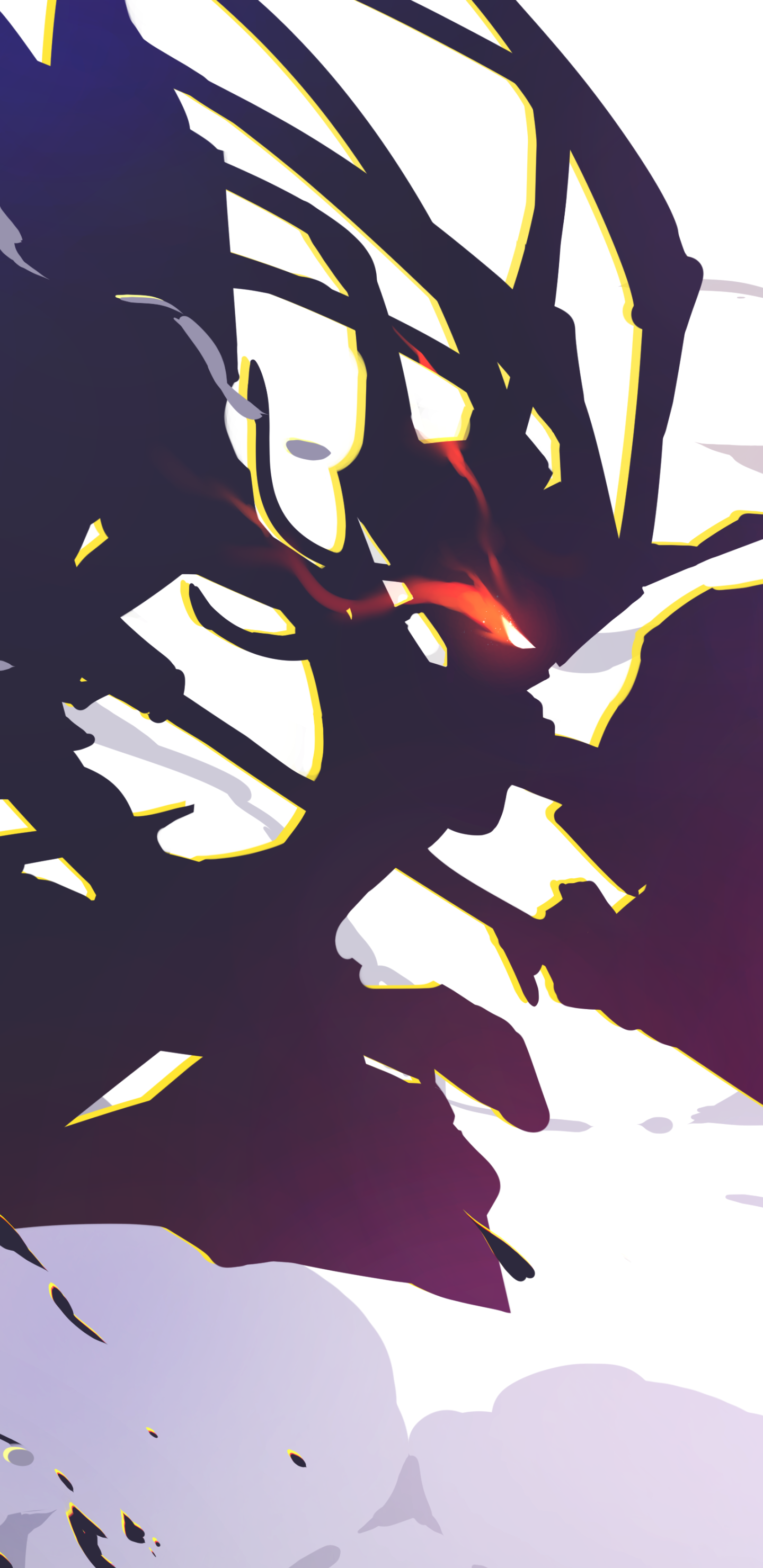 Phone wallpaper featuring a high-contrast, stylized silhouette of a FranXX mech from the anime Darling in the FranXX with glowing red eye, designed for iPhone and Android.