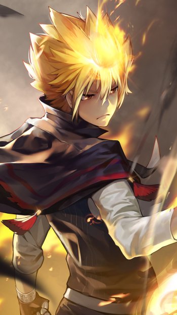 yellow eyes flame Giotto (Katekyō Hitman Reborn!) Anime Katekyō Hitman Reborn! Phone Wallpaper