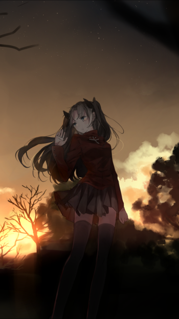 Rin Tohsaka Anime Fate/Stay Night Phone Wallpaper