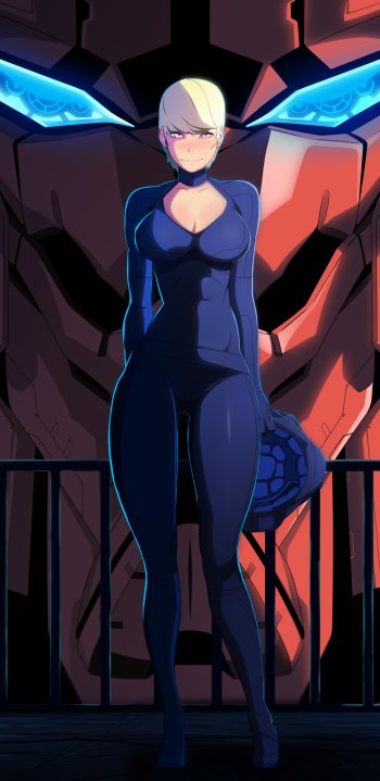 robot mecha blonde short hair blush Anime Original Phone Wallpaper