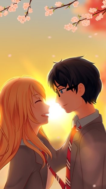 Kousei Arima Kaori Miyazono Anime Your Lie in April Phone Wallpaper