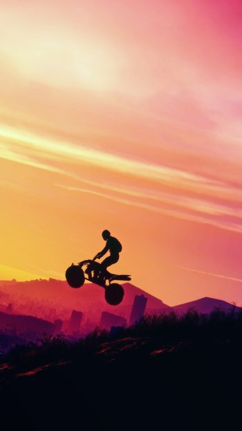 Los Santos sky biker bike video game Grand Theft Auto V Phone Wallpaper