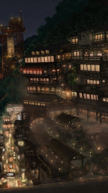 Anime city Phone Wallpaper