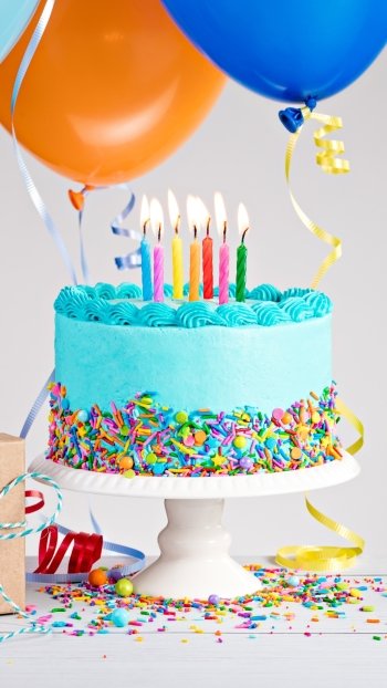 balloon pastry candle cake celebration holiday birthday Phone Wallpaper