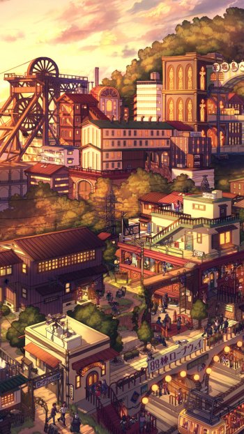 Anime city Phone Wallpaper