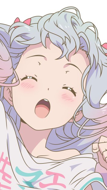 Phone wallpaper of Sagiri Izumi from EroManga-Sensei (anime): pastel hair, flushed cheeks, eyes closed and smiling with mouth open.