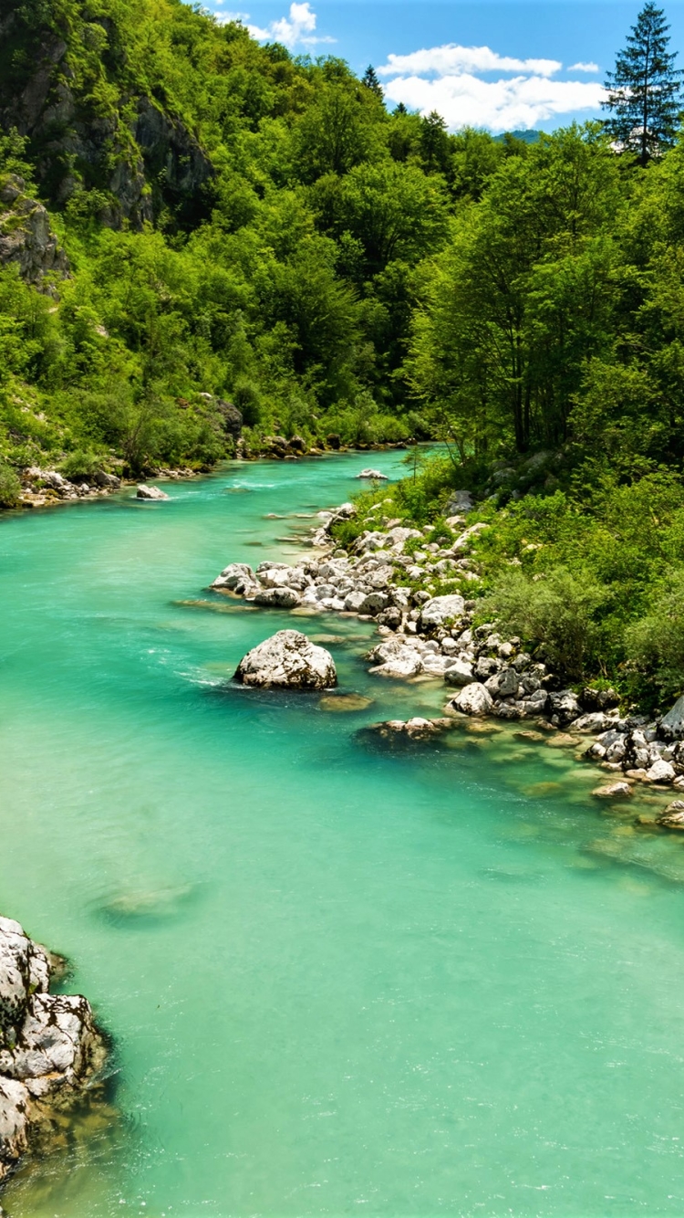 Turquoise Soca River in Slovenia