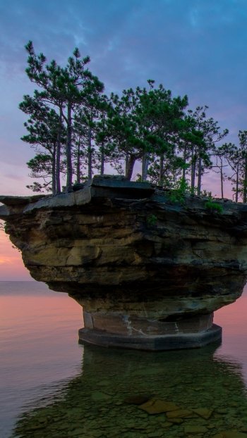  Rock with Trees at Sunset