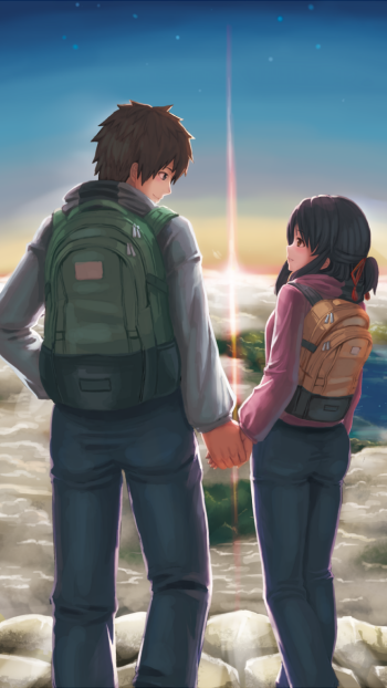 Your Name. Taki Tachibana Mitsuha Miyamizu Anime Phone Wallpaper