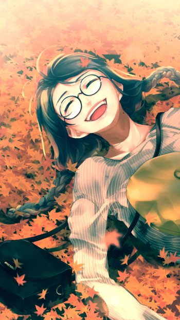 sunlight fall twintails cat Anime Original anime cat autumn anime Phone Wallpaper