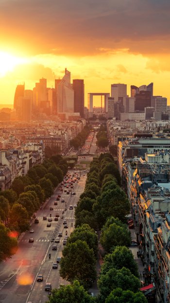 skyscraper building street Champs-Élysées cityscape city France man made Paris Phone Wallpaper