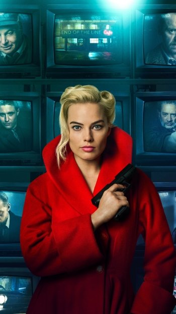 coat Margot Robbie blonde blue eyes gun actress Terminal (Movie) movie terminal Phone Wallpaper