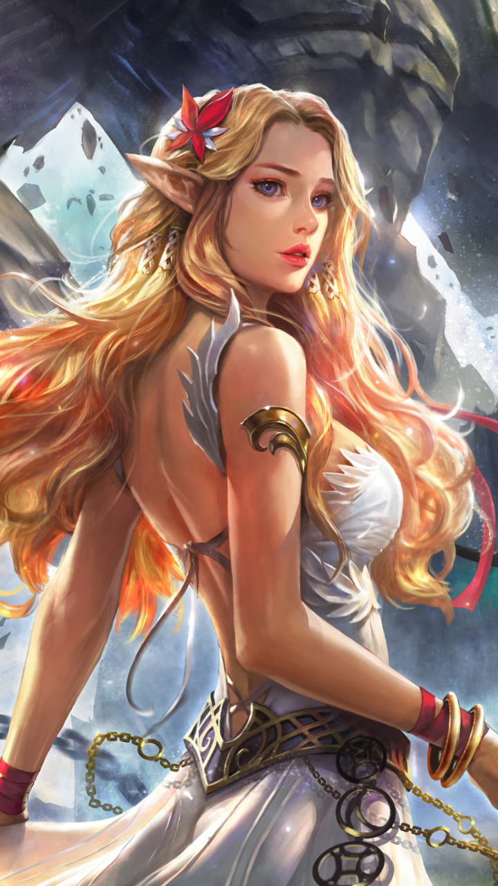 Download Pointed Ears Elf Fantasy Woman Phone Wallpaper