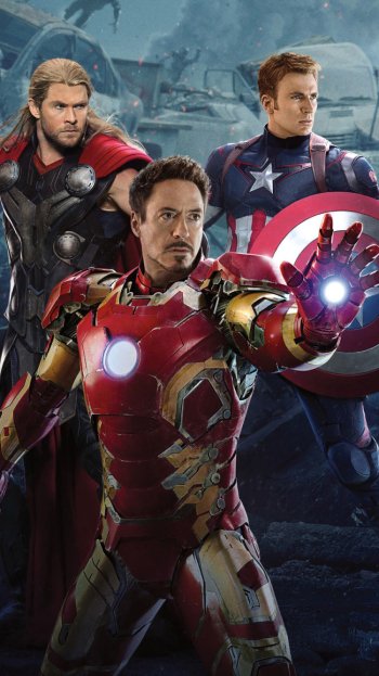 Thor Captain America Iron Man movie Avengers: Age of Ultron Phone Wallpaper