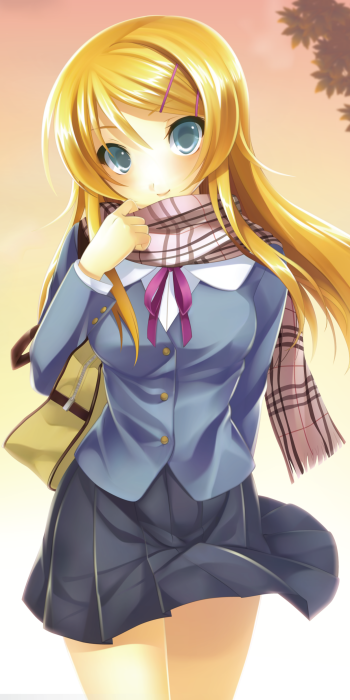 school uniform aqua eyes long hair Ore no Imōto ga Konna ni Kawaii Wake ga Nai Kirino Kousaka Anime Oreimo Phone Wallpaper
